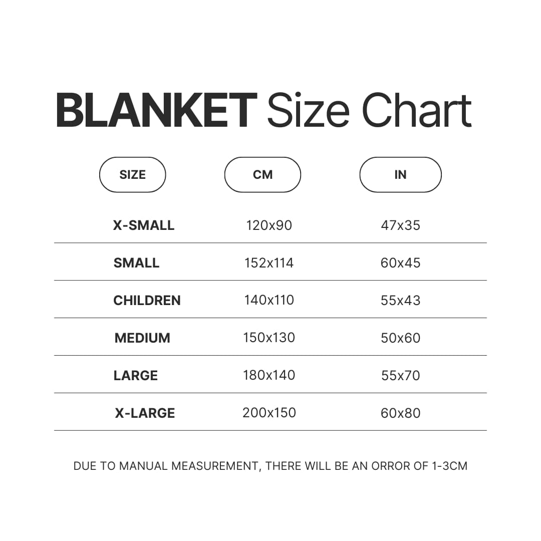 Blanket Size Chart - Astro Kpop Shop
