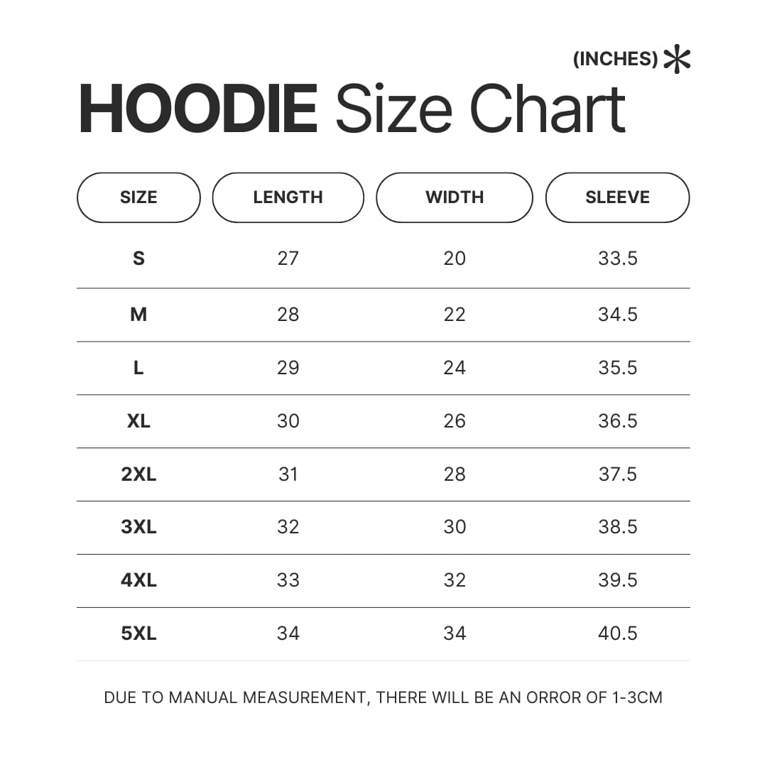 Hoodie Size Chart - Astro Kpop Shop