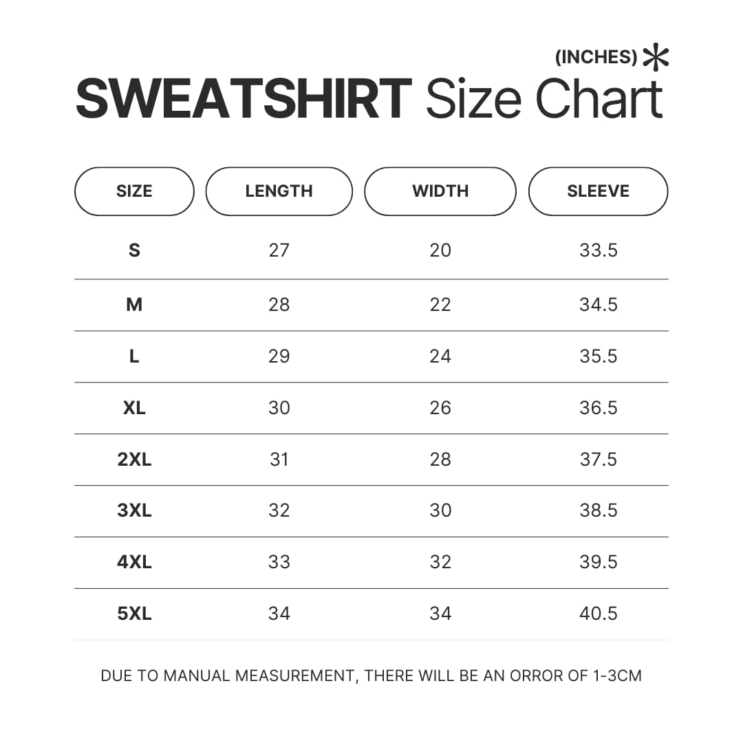 Sweatshirt Size Chart - Astro Kpop Shop