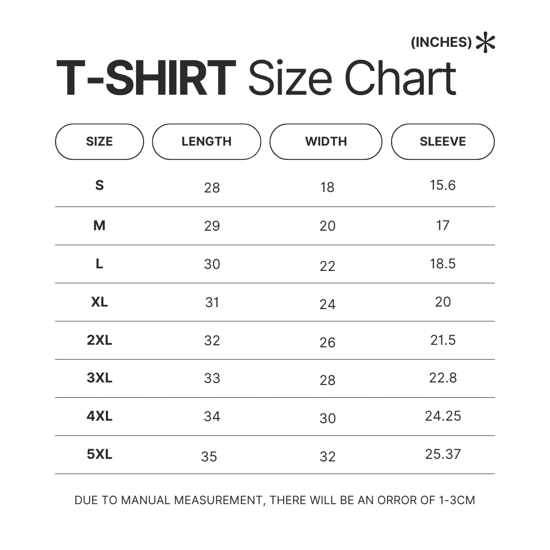 T shirt Size Chart - Astro Kpop Shop
