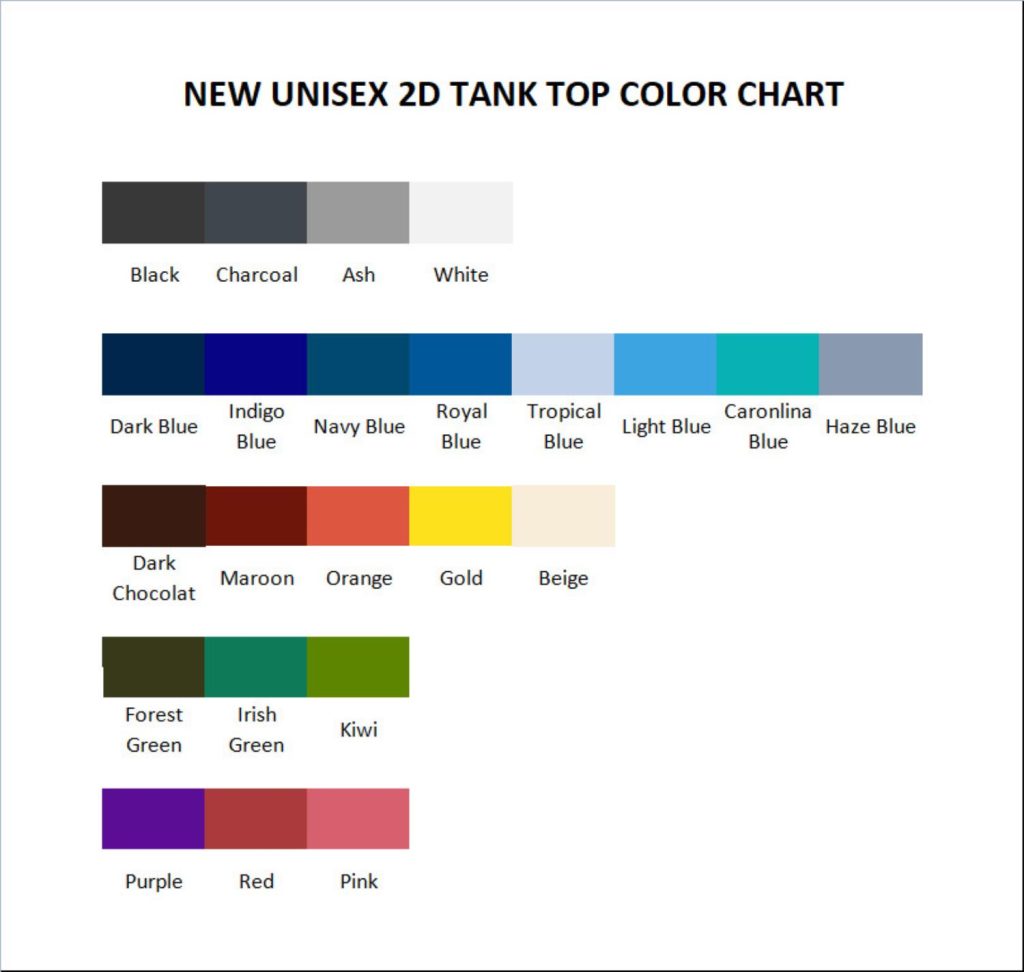 tank top color chart - Astro Kpop Shop